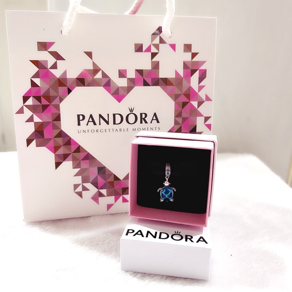 PANDORA Murano Glass Sea Turtle Dangle Charm w/box - Picture 10 of 12
